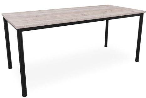 Schreibtisch u. Besprechungstisch mit schwarzem Tischgestell | Konferenztisch Bürotisch Computertisch Mehrzwecktisch Arbeitstisch PC-Tisch Homeoffice-Tisch (Eiche modern, 180 x 80 x 77,5 cm)