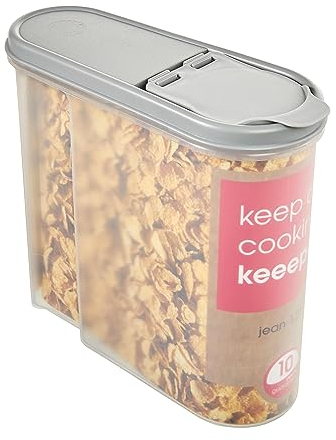 keeeper Schüttdose Jean für Trockenvorräte, Aufklappbarer Deckel, 1,25 l, Polypropylen, 19 x 8 x 17 cm, Nordic Grey