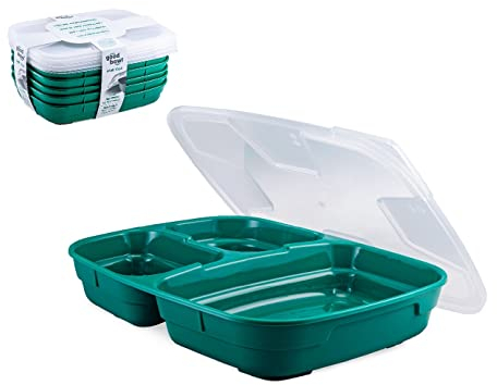 Thermohauser GoodBowl Trio, 5er Set, Mehrweg Essensbehälter, ca. 580 ml + 2x 220 ml To Go Lunchboxen, mikrowellengeeignet, grün