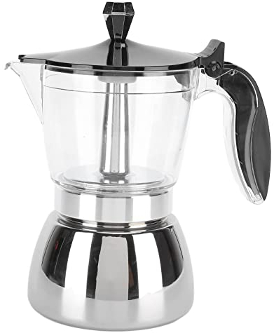 Asixxsix Moka Pot, cafetera Espresso Octogonal Italiana clásica de Cristal para 6 Tazas, cafetera con Embudo de Filtro para Cappuccino, Leche, Moka Macchiato, calefacción de Apoyo