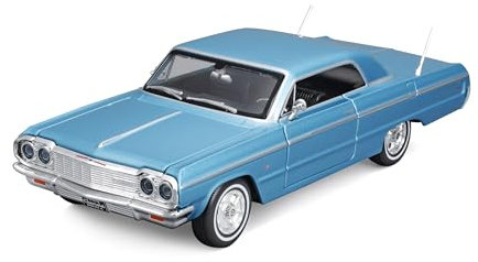 Maisto Chevrolet Impala (1964): Modellauto im Maßstab 1:24, Türen beweglich, blau (532908)