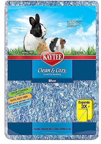 Kaytee Clean & Cozy Super Absorbent Paper Bedding for Cages, Hamster, Gerbil, Mice, Rabbit, Guinea Pig, 49.2 Litre, Blue