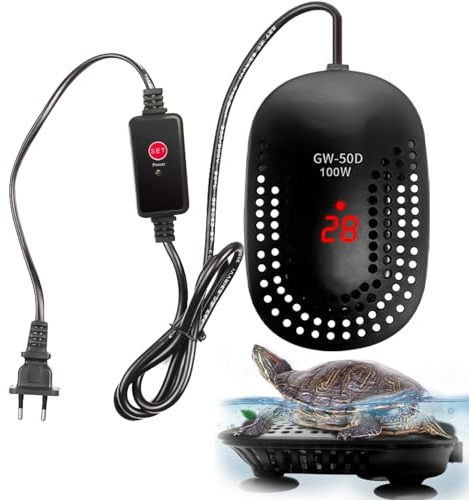 Nizirioo Chauffe-aquarium numérique 100 W avec indicateur LED avec couvercle de protection et contrôleur pour poissons et tortues, 50-120 l