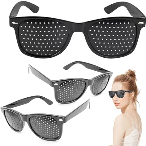 Hengrongshen Rasterbrille, 3 Stück Pinhole Glasses Faltbar, Lochbrille Zum Augenentspannungstraining