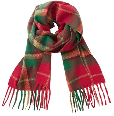 CALVIN & OLIVIA Weicher Kaschmir-Schal, Unisex, klassischer Winterschal für Männer und Frauen, Amazon Xmas Rot Grün Kräftige Streifen