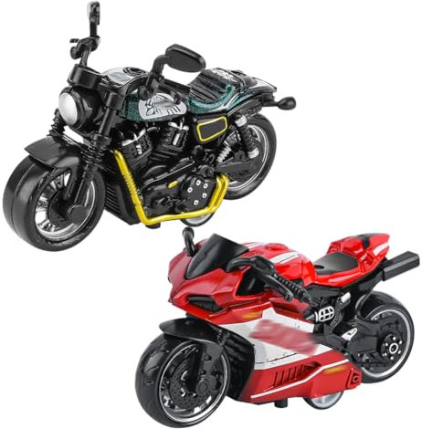 SHDIEHJFMLDH 2 Stück Legierung Motorrad Spielzeug,Pull Bac Fahrzeug Spielzeug,Spielzeugautos Set,Motorrad Modell für Freunde und Kinder,für Lernspiel, Geburtstagsparty-Geschenk(grün und rot)