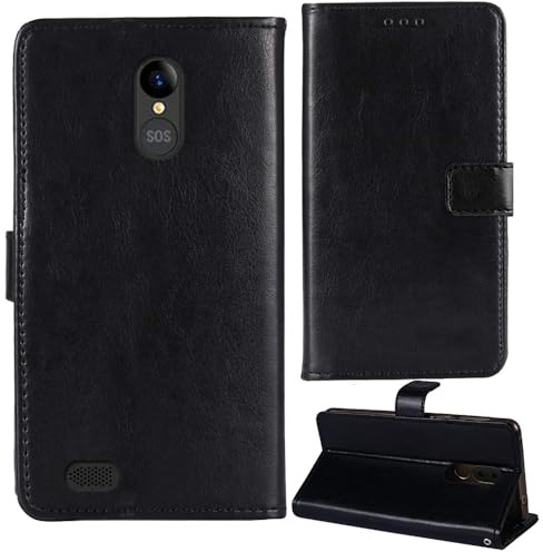 Anybird Flip Leder Tasche Hülle Für SPC Zeus 4G/SPC Zeus 4G PRO/SPC Zeus 4G + / SPC Zeus 4G Pro + 5.5 Lederhülle Handyhülle Schutzhülle Klapphülle Handytasche Handy Etui Case Abdeckung (Schwarz)