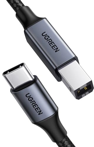 UGREEN Cable Impresora USB C a Tipo B 2.0 Compatible con MacBook Pro, DELL, ASUS, HP, Acer, Epson, Brother, Lexmark, Canon (1M)