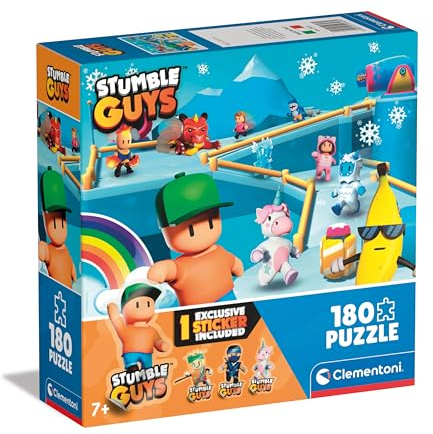 Clementoni Guys-180 Teile Kinder 7 Jahre, Puzzle Figuren Stumble Guys Videospiel, Gaming, Made in Italy, 29323, Mehrfarbig