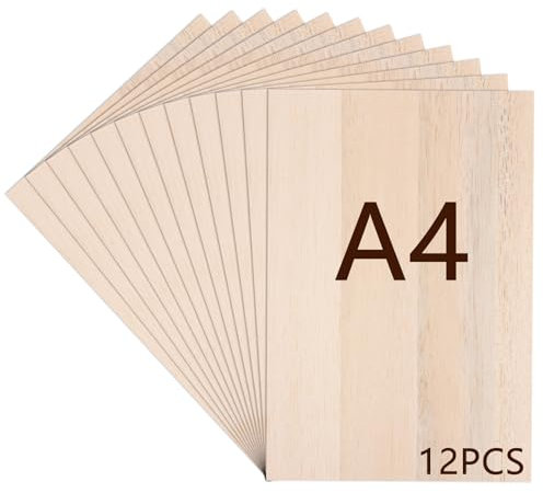 LDXDRU 12 Stück Bastelholz Holzplatte A4 Sperrholzplatte 3 mm Sperrholzplatten Balsaholz Balsaholzspäne Holzplatten zum Basteln für zum Basteln, Modellbau, Laserprojekte, Gemälde Kunst, 300x210 mm