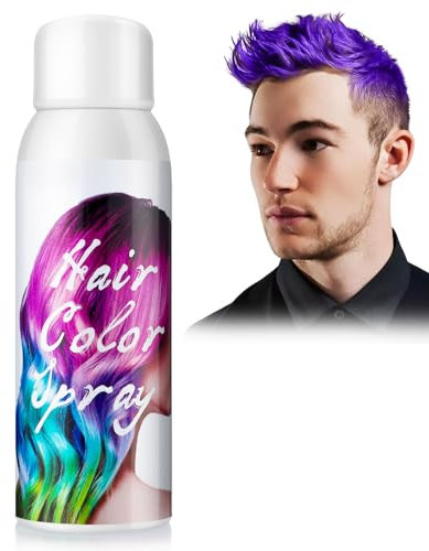 Purple Hair Colour Spray, Temporary Coloured Hairspray, Washable One Time Hair Dye Spray for Party Fancy Dress Cosplay Halloween, Fast Dyeing, Suitable for Many Hair Types of Kids Adults- 100ml