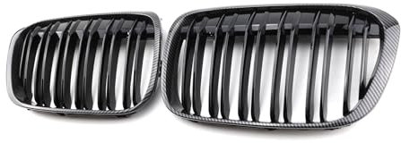 Nieren Schwarz Kühlergrill Streifen Kühlergrill für BMW X1 F48 2017-2019,Grill Glanz Schwarz Doppelsteg Sport Kühlergrill