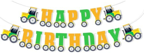 Traktor Happy Birthday Banner Gelb Grün Traktor Thema Geburtstag Party Supplies Traktor Banner Wimpelkette Banner