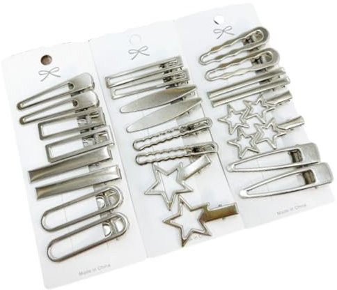 24 Pezzi Fermagli per Capelli in argento, Fermagli per Capelli da Donna in Metallo, Y2K Fermagli per Capelli a Forma di Stella, Pentagramma Fermagli per Capelli Kawaii per Ragazze