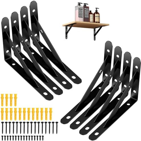 8 Stücke 150x95mm Regalhalterungen, 90 Grad Regalträger Metall Schwerlast Konsole Wandwinkel, Dreieckig Winkelträger Regalwinkel für Wandmontage