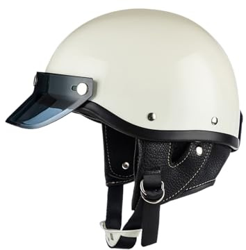 lisutupode Casco de moto abierto, media cáscara de los cascos de motocicleta | Cascos de moto para hombres – Cómodo elegante media capucha protectora para la nieve scooter