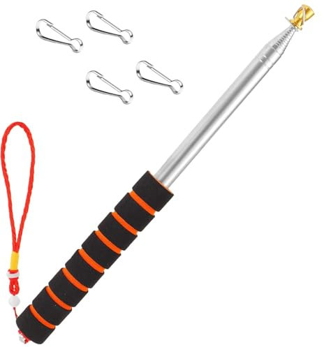 2 MeterTelescopic Handheld Flagpoles, Includes Four Attachment Clips, Outdoor Use Handheld Flagpole Extendable Up, for Parades, Sporting Events, Outdoor Activitie with Anti-Slip Grip