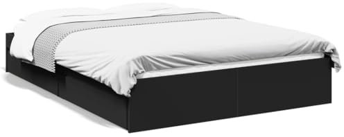 IKAYAA Letto Singolo con Contenitore 120x190 GiroLetto Singolo Legno con Cassetti Struttura Letto Giroletto Moderno in Legno Multistrato-Nero-120 x 190 cm