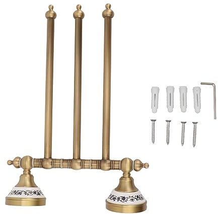 Hapivida Drehbare Handtuchstange, Antik Messing Wandmontierte Rotierbare Handtuchhalter für Badezimmer (Three Rods)