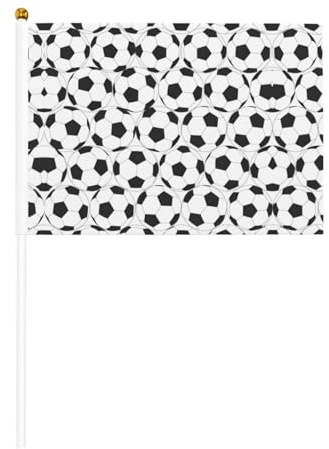 Black And White Soccer Ball Pattern Print Handheld Mini Flags Banners, For Grand Opening,Bar,Office,Parades World Cup Sports Events