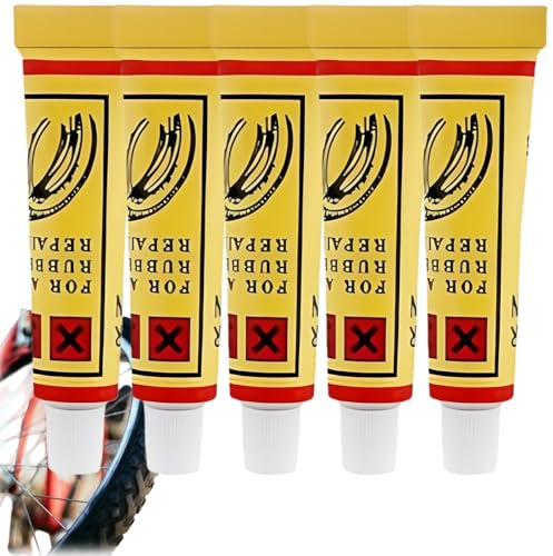 5PCS Tyre Repair Glue Kit, Bike Puncture Repair Glues, Strong Rubber Glue for Tyres, Tyre Plug Re-pair Kit, Black Instant Car Tire Re-pair Adhesive for Cycling, Motorcycle, and Automotive Tyres