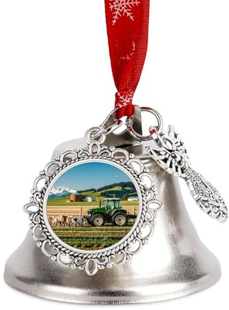 Weihnachtsglocken-Anhänger mit Traktor-Motiv, personalisierbar, klingelnd, Weihnachtsbaum-Dekoration, Flügelglocken-Anhänger, Weihnachtsdekoration für die Weihnachtsfeier