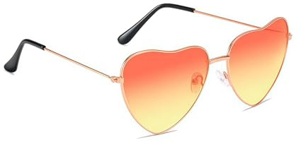 Herzbrille Orange Rosa,Sonnenbrille Herz,Hippie Accessoires Damen Herren,Lustige Kostüm Party Brille,Retro-Brille 70er 80er Jahre für Fasching Foto Requisiten Geburtstagsfeier Karneval (1, Orange1)