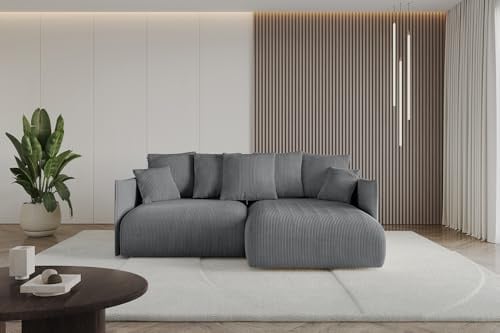 ALTDECOR Ecksofa mit Schlaffunktion und Bettkasten Corner Sofa Eckcouch Couch L-Form angeordnet Schlafcouch Ausziehbar Wohnlandschaft ONESK-L 216x177x42 Dunkelgrau
