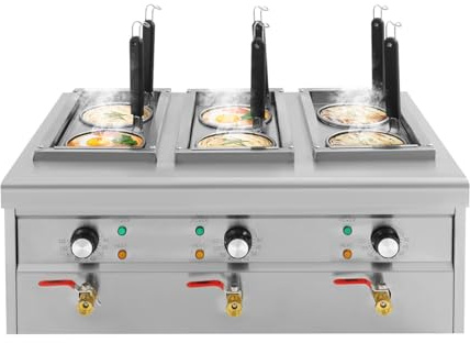 Profi Gastro Nudelkocher, 6 Körbe Edelstahl Pastakocher, 2,5kw Elektrischer Gewerblicher Pastakocher, 30-110 ℃ Temperatur Pasta Kocher, für Restaurants, Mobilen Imbisswagen und Snackbars