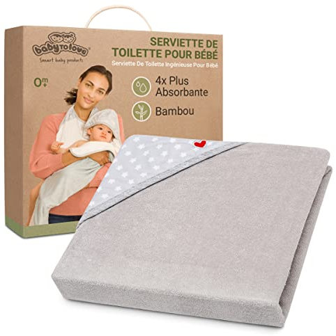 BabyToLove Serviette Papillon bébé Ultra Douce en Fibres de Bambou | Cape de Bain absorbante et Confortable, Design Mains Libres, Cadeau Naissance | White Stars