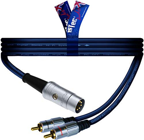 1STec 2m 5 Pin DIN Stereo Audio Cable with 2 RCA Phono Plugs. This Cable is suitable for connecting various audio sources to B&O Naim Quad or similar Amplifiers (RCA-DIN, 2 Metre)