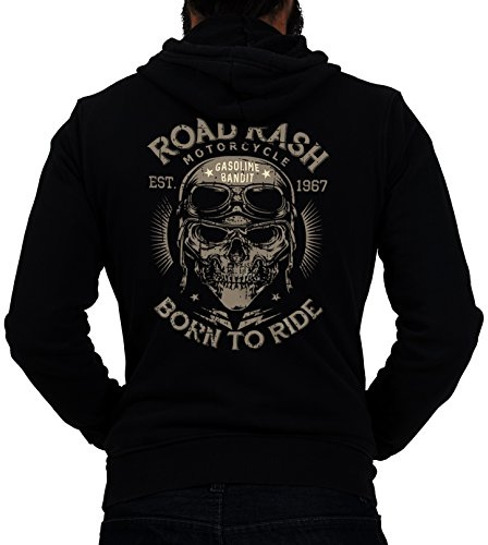 GASOLINE BANDIT Rockabilly Biker Racer Kapuzen-Jacke Zip-Hoodie für Motorradfahrer Road Rash