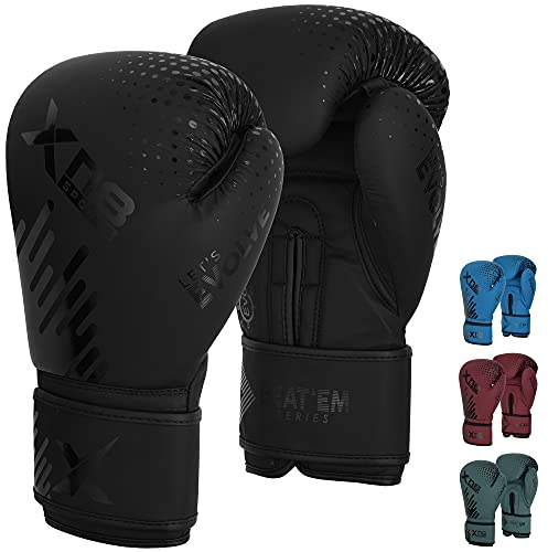 Xn8 Guantes Boxeo para Hombre y Mujer Lamina Hide Leather Guantes Kick Boxing para Entrenamiento Sparring Artes Marciales MMA Lucha y Guantes Muay Thai 10 12 14 16 oz