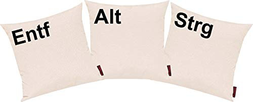 Shirtinstyle Kissenhüllen Set 3 Stück für Auserwählte! Sofakissen Motiv ALT, STRG und ENTF, Farbe Elfenbein Uni