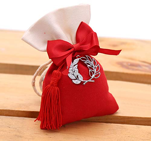 Viale Magico Bomboniere Laurea Sacchetti Corona d'Alloro con Nappina Confettata Kit 10 PZ