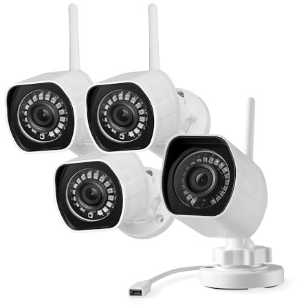 Système de Caméra de Surveillance Extérieur Sans Fil Zmodo, Full HD 1080p, Vision Nocturne, Intérieur et Extérieur, Branchement, Compatible avec Alexa