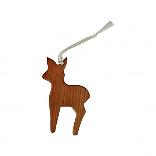 mitienda mit Liebe gemacht Christbaumschmuck aus Holz REH Geschenkanhänger, Weihnachtsdeko