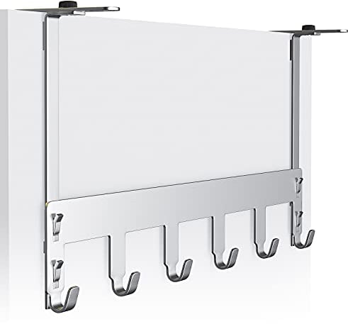 Luxear Appendiabiti da Porta Regolabile con 6 Ganci Attaccapanni Porta in Acciaio Inox MAX 20KG Appendino Porta per Camera da Letto Bagno Cucina Ufficio, Gancio Porta per Spessori da Porta 1-5 CM