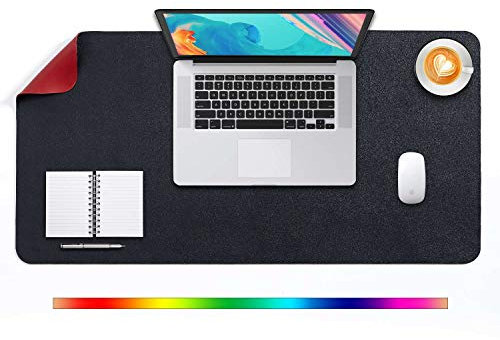 Tappetino per Mouse Grande, Mouse Pad XL, DOBAOJIA Sottomano da Ufficio, Laptop Tappetino, Tappetino Scrivania, Tappetino Scrittura, Uso Doppio Lato Simipelle PU Impermeabile 80 x 40cm (Nero/Rosso)