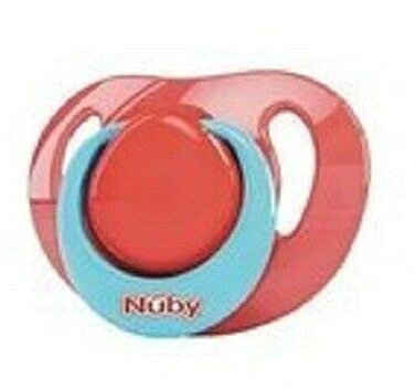 Nuby Silikonschnuller, kiefergerecht, oval, mit Schleife, ideal für Babys von 0 bis 6 Monaten, Rot und Blau