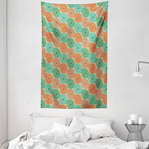 ABAKUHAUS Abstrakt Wandteppich und Tagesdecke, Bunte gestreifte Spiralen, aus Weiches Mikrofaser Stoff Schmutz abweichender Digitaldruck, 140 x 230 cm, Pale Kamel und Multicolor
