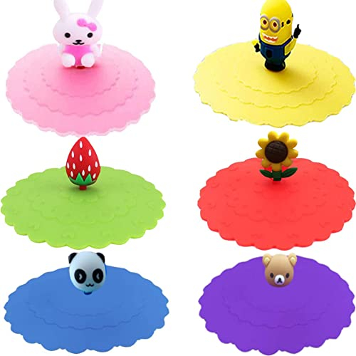 6 Pcs Couvercle Tasse Silicone,Mug Couvercle Anti Poussière Cup Lid,Silicone Joint Couvercle,Couvercles de Tasse de Qualité Alimentaire,Couvercles de Tasse de Anti-Poussière pour thé à Café (10.8cm)