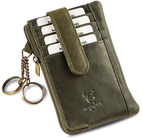 MATADOR 2in1 Geldbörse Herren Schlüsseltasche Leder mit 4 Fächer für Karten | Schlüsseletui Key Organizer mit RFID Schutz | Schlüsselmäppchen Autoschlüssel Hülle Leder mit Geschenk-Box | Grün