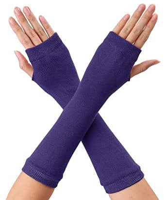 Allegra K Unisex Classic Fashion Stretch Fingerless Arm Warmers Oversleeve Gloves Purple One Size