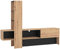 Homestyle4u 2131, Wohnwand Wohnzimmer Modern Eiche Natur Wohnzimmer Möbel Schrankwand Anbauwand Komplett-Set