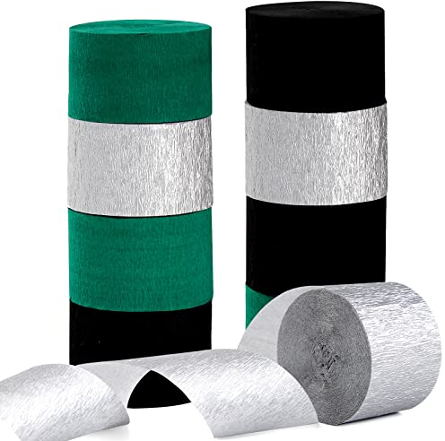Party-Dekorationen, Luftschlangen, Schwarz, Grün, Silber, 9 Rollen, Abschlussfeier, Hochzeit, Männer, Jungen, Geburtstag, Baby, Brautparty, Krepp, Seidenpapier, Luftschlangen, Fußball, Partyzubehör,