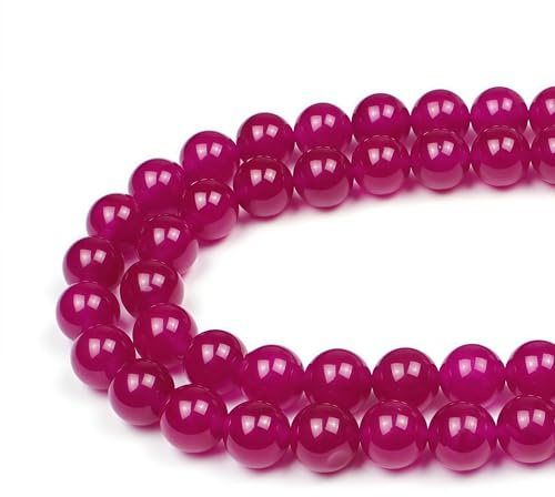 MJDCB Round Stone Beads 12mm Rose Red Agate Loose Gemstone Beads for Jewelry Making Bracelet Necklace 30pcs