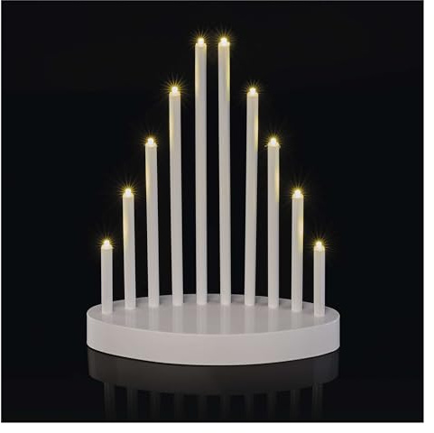 EMOS LED Kerzenständer mit 10 Kerzen, weiß, Batteriebetrieben 3X AA, Innenbereich IP20, 6/18h Timer-Funktion, 24, 5x20 cm, DCAW01, 24,5 x 20 cm