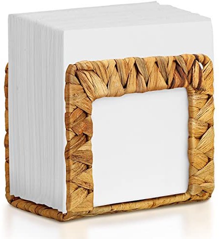 Wasserhyazinthe Serviettenhalter Freistehend Bauernhaus Serviettenhalter Aufrechte Rattan Serviettenkorb Land Woven Wicker Vintage Handtuch Organizer Boho Taschentuchspender für Küche Tisch