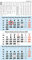3-Monatskalender blau 2024 - 33x58,8 - mit Kopftafel - Datumsschieber - 958-0015